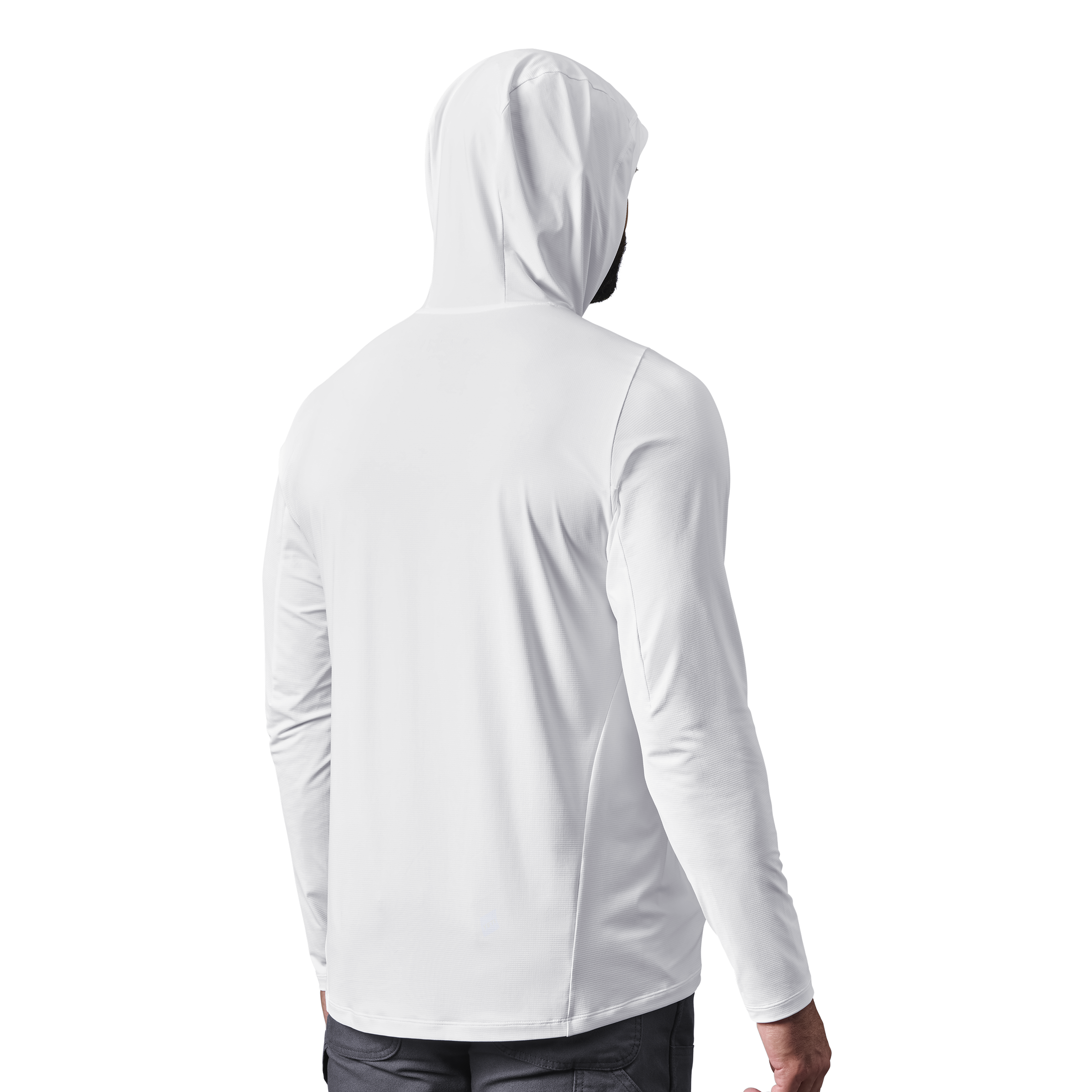 Men's Hooded Ultra Lightweight Sunshirt White - Image 4
