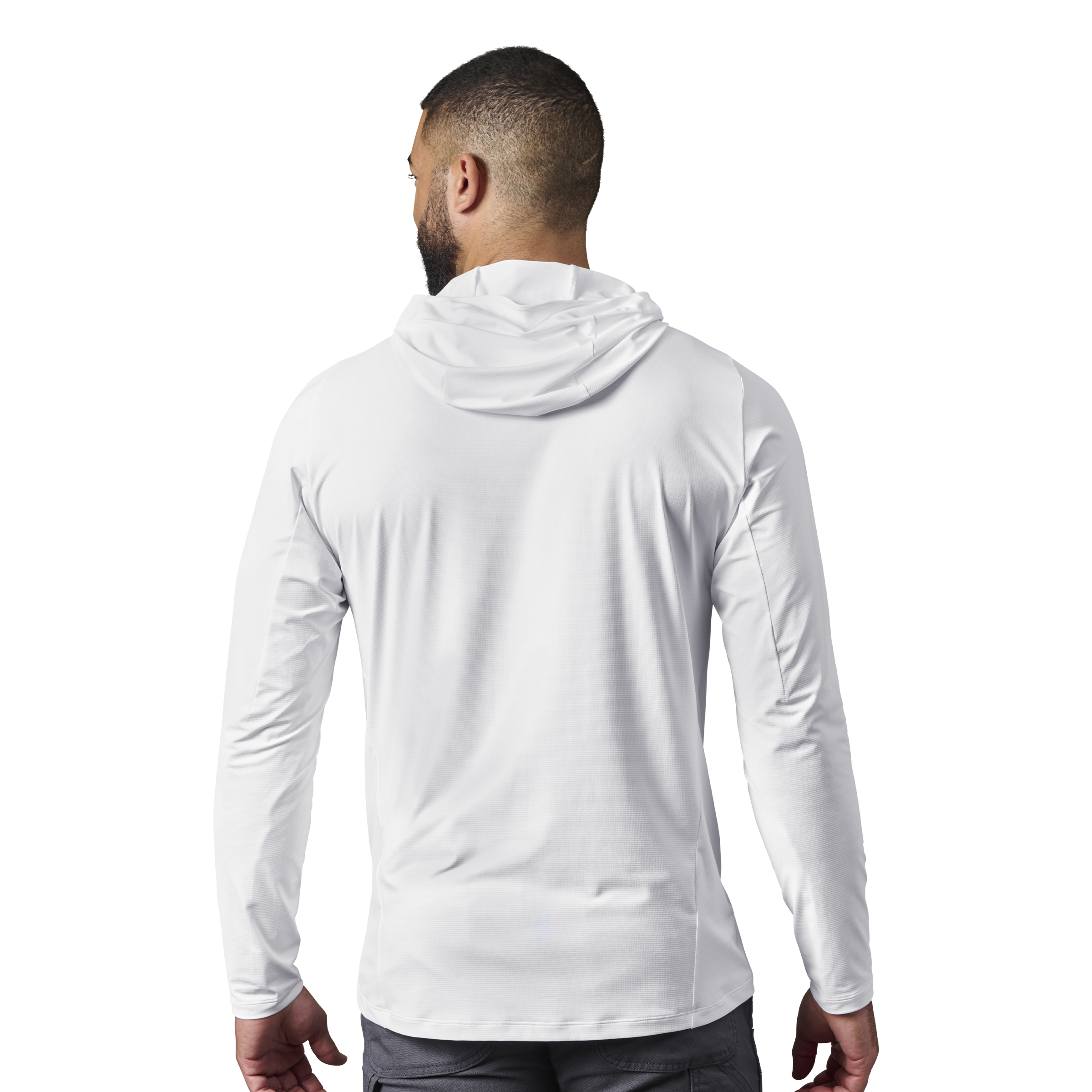 Men's Hooded Ultra Lightweight Sunshirt White - Image 3